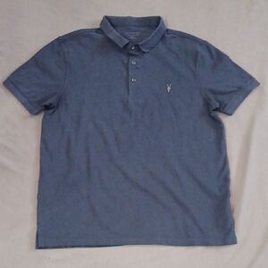 All Saints Slate Blue Polo Shirt